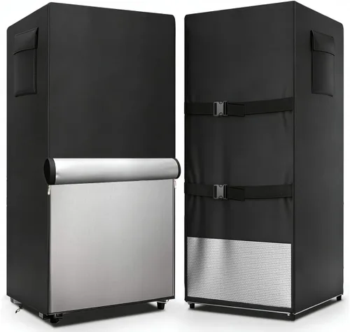 Vista 11 de Funda para refrigerador para exteriores, 600D, resistente, 100% impermeable, cubierta vertical para congelador, fundas exteriores para refrigerador.