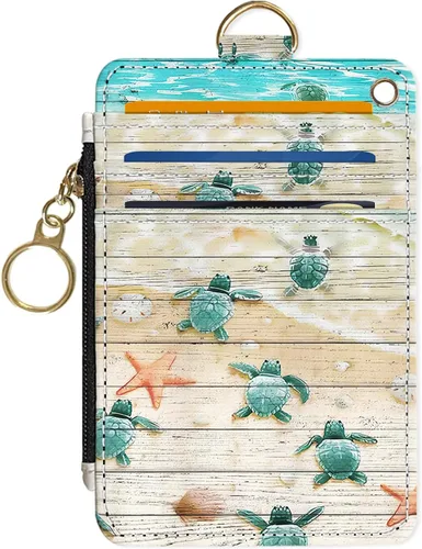 Vista 16 de Portafolios delgados con soporte para tarjeta de crédito, funda delgada de cuero PU con bloqueo RFID para viajes con ventana para ID, regalos