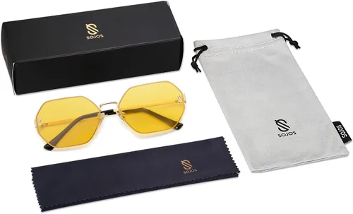 Vista 5 de SOJOS Gafas de sol hexagonales retro para mujer, gafas de sol de polígono de moda, protección UV400, SJ1190