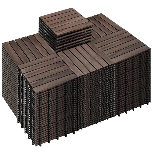 Vista 31 de PrimeZone - 9 azulejos entrelazados de madera de acacia sólida para terraza, patio, 12 x 12 pulgadas, impermeables, para interiores y exteriores