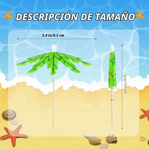 Vista 3 de 150 piezas de hojas de coco, sombrillas de bebidas para cóctel, palillos