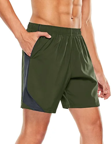 Vista 3 de TSLA Men's Active Running Shorts, Training Exercise Workout Shorts, Quick Dry Gym Athletic Performance Shorts with Pockets