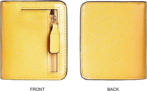 Vista 5 de Gostwo - Cartera compacta de piel genuina de lujo para mujer con bloqueo de RFID y ventana de identificación