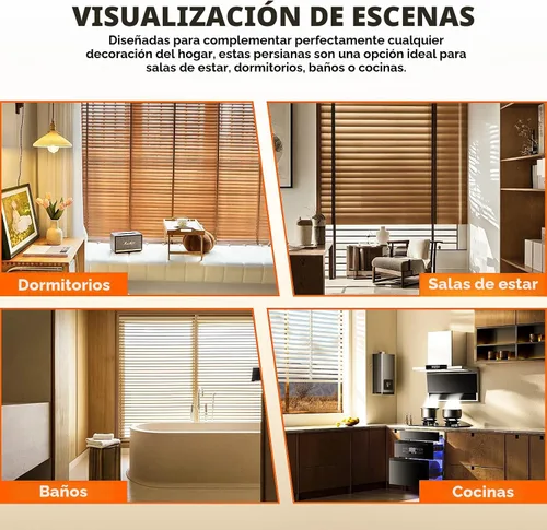 Vista 7 de Persianas de madera con listones de 2 pulgadas para ventanas de interior: persianas opacas de madera maciza, persianas horizontales de privacidad
