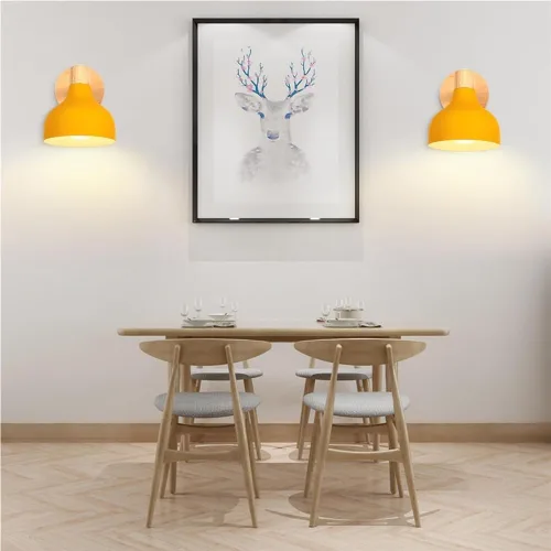 Vista 6 de Scandinavian Retro Dimmable E27 Wall Lamp for Bedroom Living Room Hallway Kitchen Indoor Lighting(Amarillo,1 Pieza)