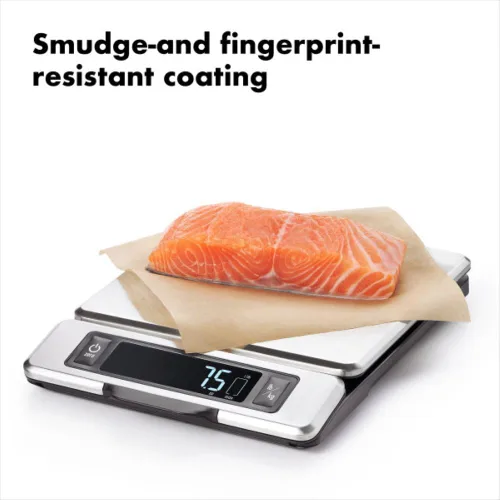 Vista 10 de OXO Good Grips - Báscula de cocina de acero inoxidable de 11 libras con pantalla extraíble, color negro