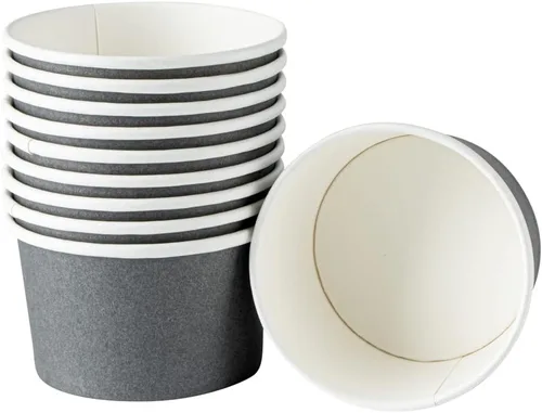 Vista 12 de Coppetta - Vasos de postre de 5 onzas, 200 tazas desechables para helado, tapas se venden por separado, cuencos de yogur congelado de papel gris