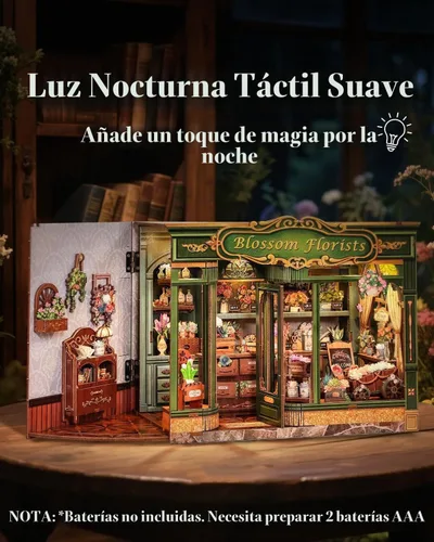 Vista 3 de Cutefun Kit de rincón de libros – Kit de rincón de librería en miniatura para adultos y adolescentes, rompecabezas de madera 3D con luz LED, regalos