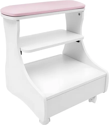 Vista 13 de Carrito de pedicura con 4 ruedas con frenos, carrito portátil de spa con cajón práctico, soporte de baño de pies de pedicura, reposapiés de pedicura