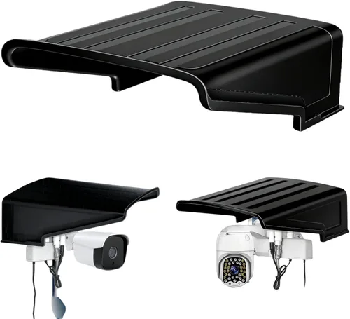 Vista 7 de jojofuny Cubierta de lluvia para cámara de seguridad para exteriores, protector solar de plástico negro para cámaras domo Bullet PTZ, techo
