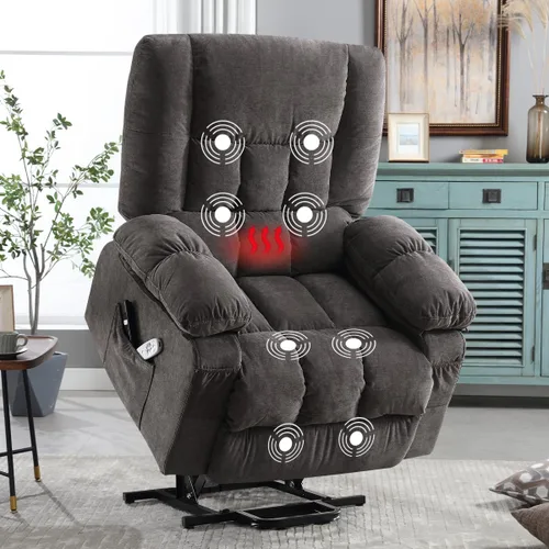 Vista 9 de MAHOMICO Silla reclinable eléctrica para personas mayores con funciones de masaje por vibración y calefacción, sofá reclinable eléctrico individual