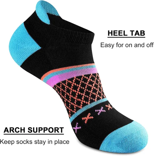 Vista 3 de Eallco Calcetines deportivos para mujer con suela acolchada, 6 pares