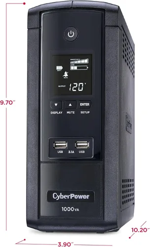 Vista 6 de Ordenador de escritorio brg1500avrlcd CyberPower, con salida ups, puertos avr, lcd, usb Negro