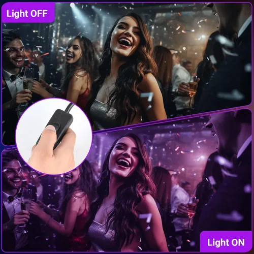 Vista 2 de Barra de Luz Negra LED de 38W Barras de Luz Negra con Enchufe e Interruptor Ilumina Área de 22x22 pies para Fiesta Fluorescente Fiestas de Halloween