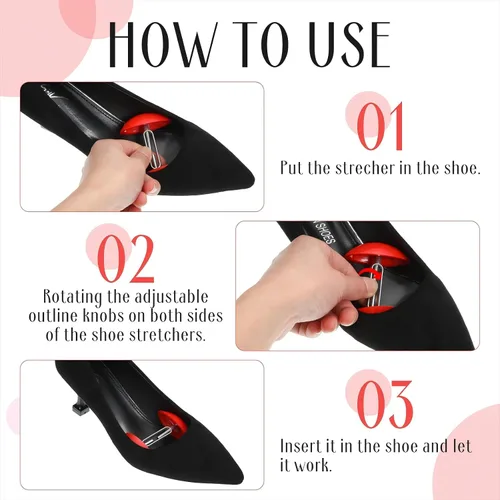 Vista 4 de 2 pares de mini estiradores de zapatos para mujer, ampliadores de pies anchos, antideslizantes, zapatos para mujeres y hombres, zapatos de tacón