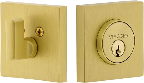 Vista 5 de Viaggio Quadrato Rosette - Cerrojo de seguridad de 2-3/4" de cilindro único en níquel satinado