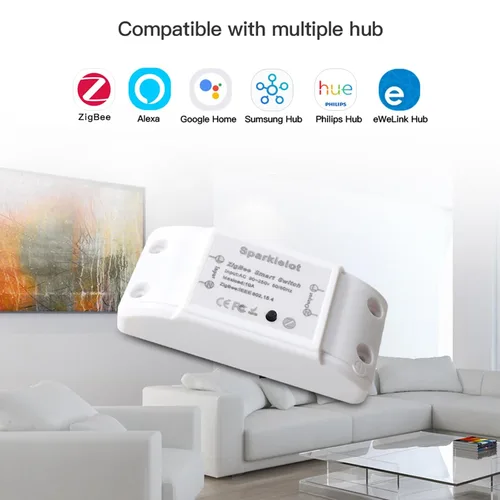 Vista 4 de 2 unids Zig bee DIY Smart Switch Interruptor inteligente WiFi Interruptor de luz inalámbrico Módulo de relé compatible con Amazon Alexa Google Home