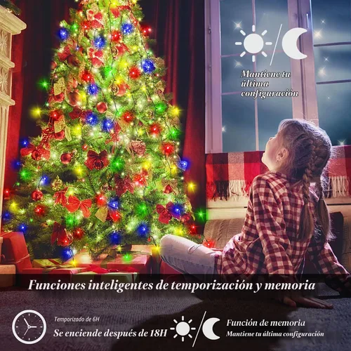 Vista 2 de aneeway 400 luces LED para árbol de Navidad, luces de Navidad con 8 modos de luz y función de memoria, 16 cadenas de luces de 6.6 pies con función