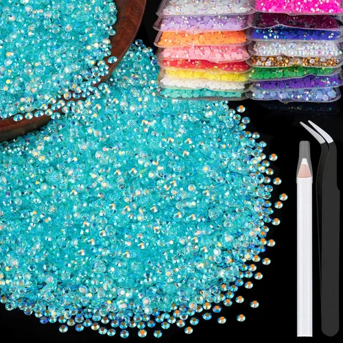 Vista 58 de 5000 piezas de 2mm de strass de resina a granel, strass de gel negros con parte posterior plana y redonda para embellecer sin termoadhesión, gemas
