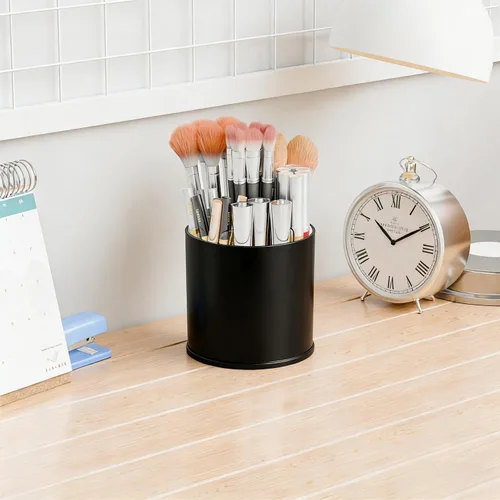 Vista 6 de Yieach Rotating Acrylic Makeup Brush Holder for Vanity,Bathroom Countertop,Round Makeup Brushes Organizer,Spinning Cosmetic Brushes Holder,Make up