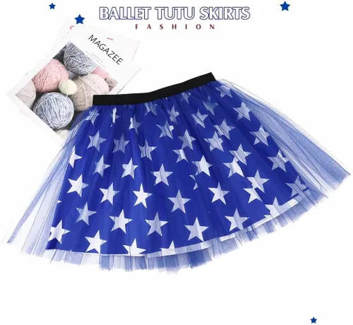 Vista 2 de TWINKLEDE Falda del 4 de julio, falda patriótica de tutú para el Día de la Independencia, falda de baile para mujeres y niñas