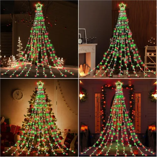 Vista 5 de Decoración al aire libre para Navidad (nueva), 320 luces LED colgantes centelleantes en forma de hadas para decoración de árbol al aire libre