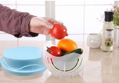 Vista 5 de Cortador de ensalada 2 en 1 y picador de verduras, máquina rápida de 60 segundos, plástico de grado alimenticio sin BPA, rebanador manual fácil