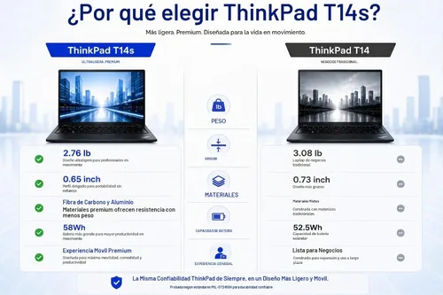 Vista 2 de Lenovo ThinkPad T14 S G6, 14" FHD+, Ryzen AI 7 PRO 350, DDR5 de 16 GB, SSD