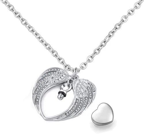 Vista 3 de misyou - Colgante para cenizas, diseño de corazón de acero inoxidable con texto en inglés "My Heart