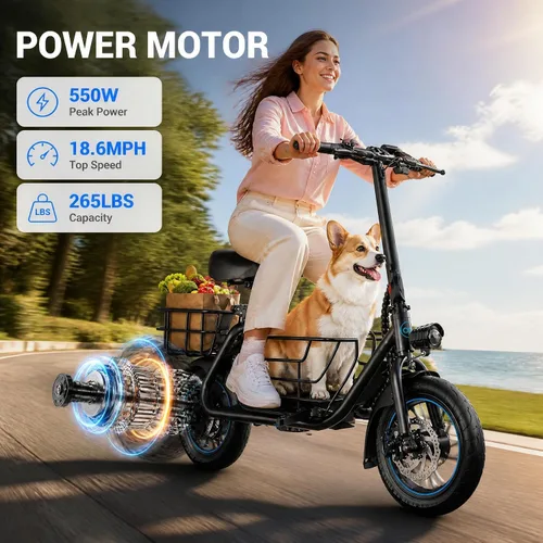 Vista 4 de URBANMAX C1S Scooter eléctrico sentado, 550 W, 18.6 MPH, 20 millas Negro