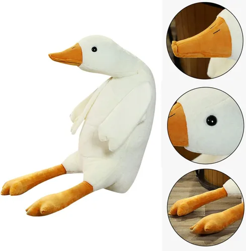 Vista 3 de MDXMY Almohada de peluche de ganso de 51.2 pulgadas, diseño de cisne blanco, súper suave para dormir (blanco plumón, 51.2 pulgadas)