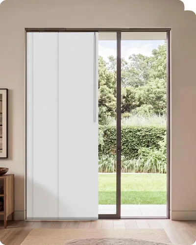 Vista 10 de Graywind - Paneles deslizantes manuales 100% opacos con control de varilla, cortinas para ventanas de privacidad, cortinas para puertas corredizas