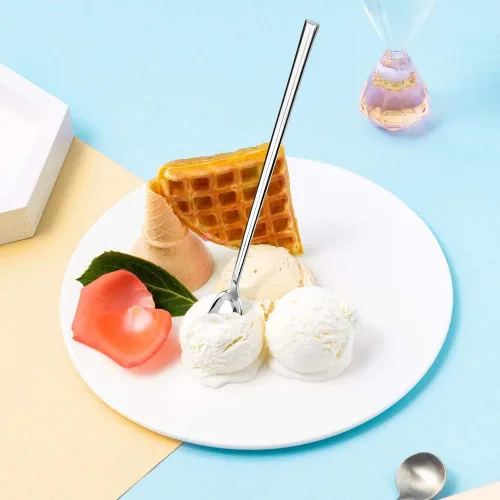 Vista 3 de YFWOOD Juego de 4 cucharas de té helado de mango largo de 8 pulgadas