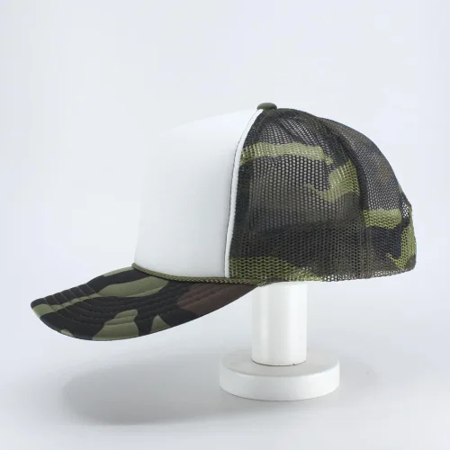 Vista 2 de The Vintage Year High Crown Foam Mesh Camouflage Oak Leaves Captain Trucker Hat Baseball Cap