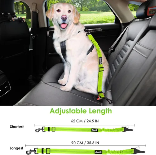 Vista 81 de SlowTon Cinturón de seguridad para perro, correa de cinturón de seguridad ajustable para perro, 2 en 1, cinturón de seguridad para perro