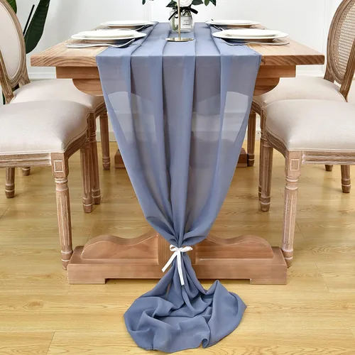 Vista 8 de Camino de mesa de gasa de 10 pies, 27 x 120 pulgadas, romántica tela transparente para decoraciones de boda, baby shower, fiesta de cumpleaños