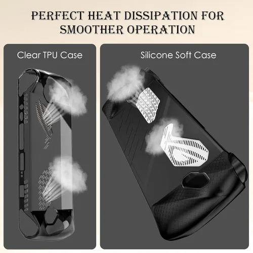 Vista 5 de IUHOZI 2 Pack TPU Transparent Case and Silicone Case for ASUS ROG Ally Handheld, ROG Ally Accessories Protective Cover and Joystick Protector