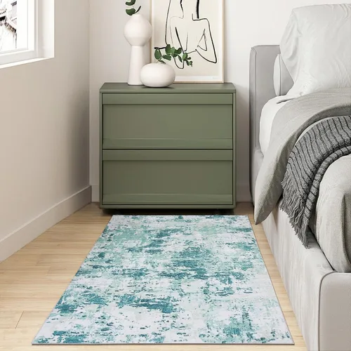 Vista 9 de Auemtyn Alfombra de área de 8 x 10 pies para sala de estar, alfombra lavable con parte trasera antideslizante, alfombra de pelo bajo para gris