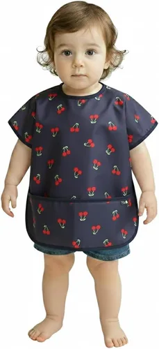 Vista 14 de Plie Short Sleeve Waterproof Bib for Toddlers – Easy Clean Feeding Apron for Mealtime, Daycare, Self-Feeding, Lightweight