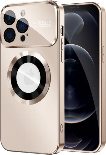 Vista 34 de MAKAVO Funda magnética para iPhone 12 Pro, compatible con MagSafe, protector de lente de cámara integrado, vista de logotipo, funda de teléfono a