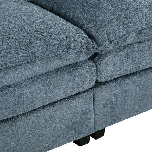 Vista 73 de Sofá modular moderno en forma de U de 115 pulgadas, juego de sofás tapizados grandes con asiento de almacenamiento, sofá cama convertible con diván