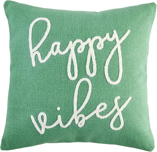 Vista 7 de Mud Pie Color Sentiment - Almohada Dhurrie, 22 x 22 pulgadas, Hello Sunshine