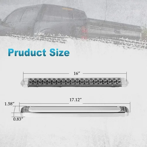 Vista 6 de PARTSam Kit de barra de luces LED de remolque de 17 pulgadas, lente transparente, doble fila, 40 LED, 2 luces traseras LED rojas de 17 pulgadas + 2