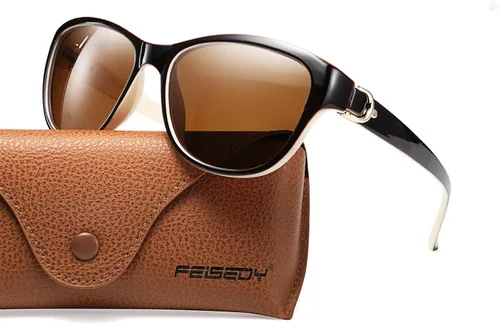 Vista 2 de FEISEDY Gafas de sol polarizadas vintage para mujer, elegantes gafas de sol Cateye B2476