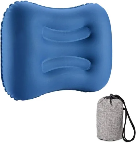 Vista 3 de Almohadas inflables ultraligeras para campamento: compresibles, compactas, inflables, cómodas, ergonómicas para soporte de cuello y lumbar mientras