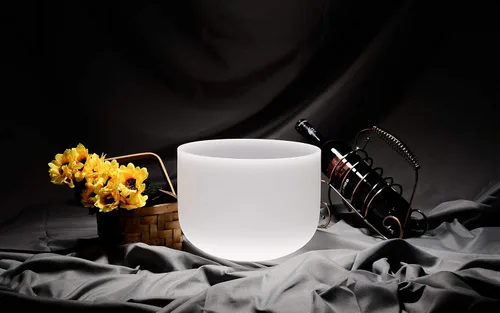Vista 5 de TOPFUND 432Hz C# Note - Cuenco de cristal para cantar Adrenals Chakra de 8 pulgadas con funda de transporte resistente y mazo de gamuza Nota C #