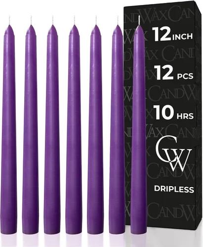 Vista 34 de CANDWAX Juego de 12 velas cónicas color naranja de 8 pulgadas, sin goteo, sin perfume, de larga duración, perfectas para fiesta de Halloween