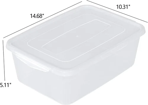Vista 3 de Paquete de 4 cajas de prueba de masa transparente de 14 L, contenedor de almacenamiento de pizza para alimentos