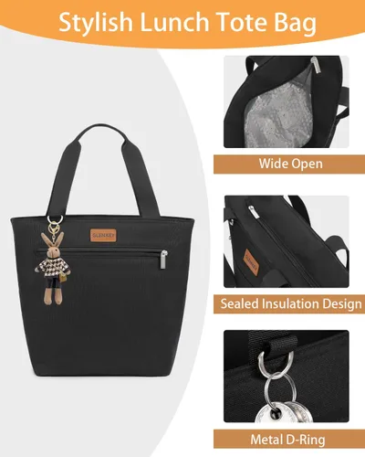 Vista 3 de GLENKEY Bolsa Térmica para Almuerzo Tote Lonchera - Bolsas Enfriadoras Grandes a Prueba de Fugas para Adultos - Lonchera Suave para Mujeres Trabajo