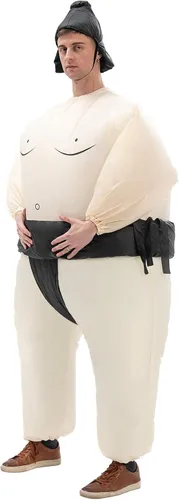 Vista 3 de IRETG Trajes inflables de lucha libre de sumo para adultos y niños 49-59 pies divertido disfraz de luchador de sumo para Halloween